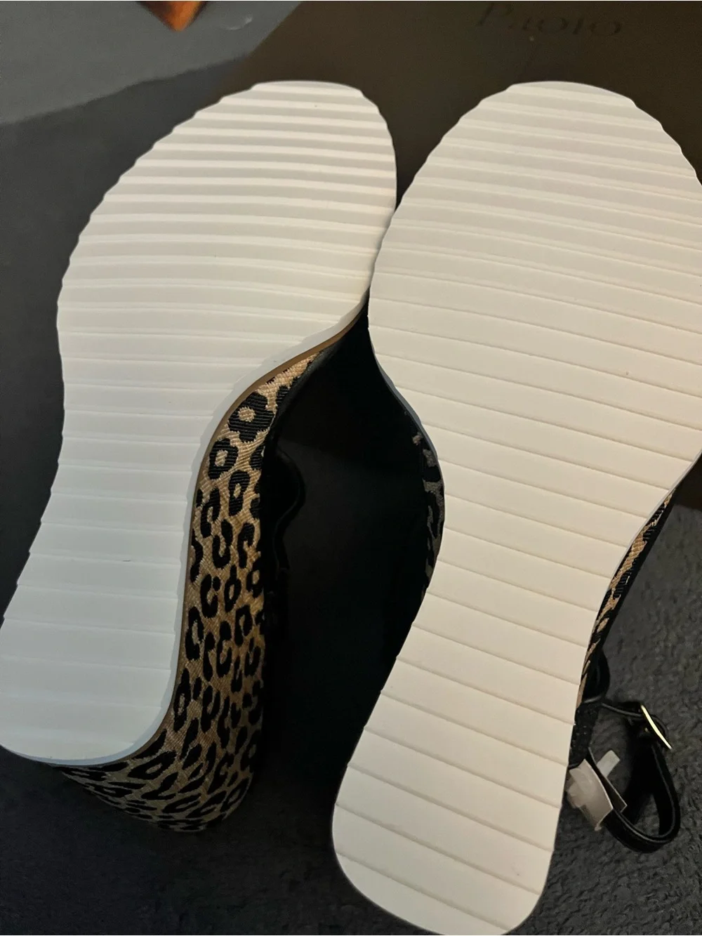 Linea Paolo Edith-L Black Woven Leopard Wedge Sandals Size 11